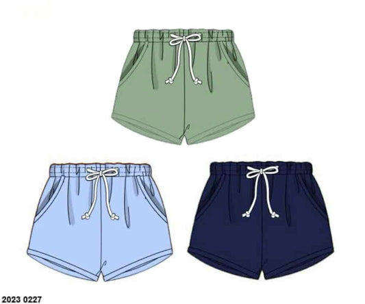 Pre Order 136: 3pc Bottom Packs- Boys Feldspar, Light Blue, and Navy Shortie Shorts