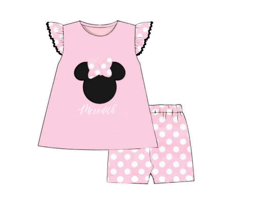 RTS: Magical Mouse- Girls Knit Biker Short Set “Meredith”