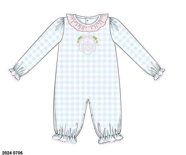 Pre Order 147: Mallard & Bow Crest- Girls Knit Romper