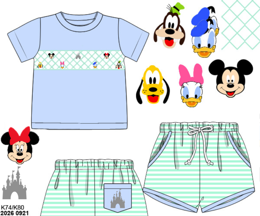 Pre Order 151: Geo Main Street- Boys Smocked Knit Shortie Set