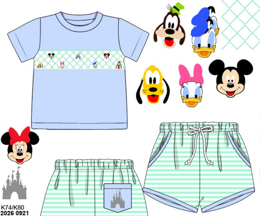 Pre Order 151: Geo Main Street- Boys Smocked Knit Shortie Set