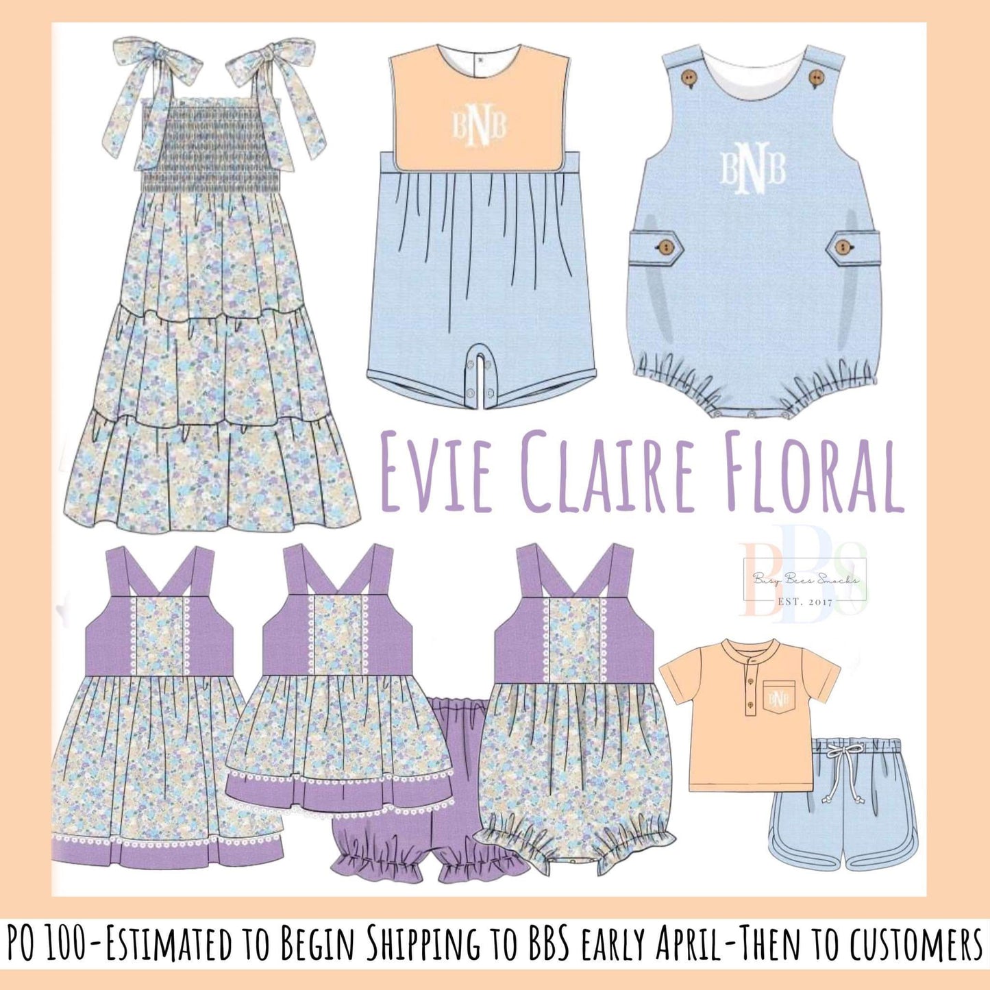 RTS: Evie Claire Floral- Boys Woven Linen Bubble (No Monogram)