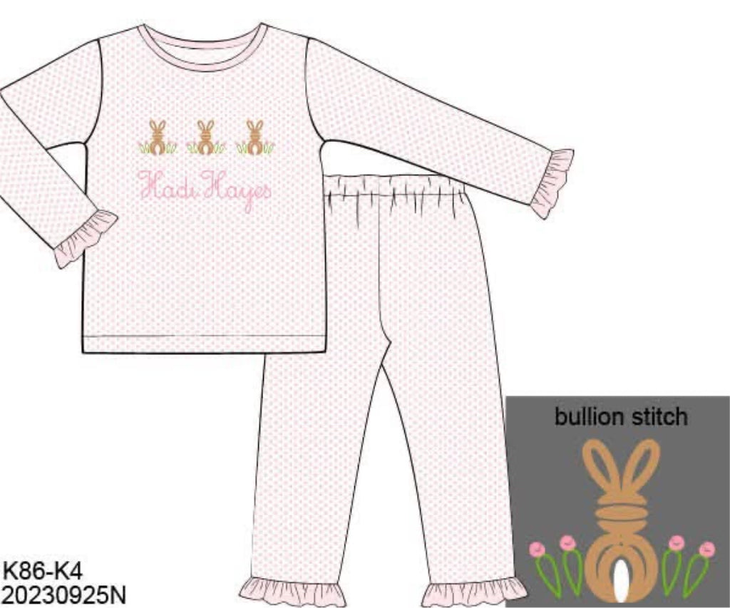 Pre Order 148: Easter Lounge- Girls Bullion Bunnies Knit Lounge Set