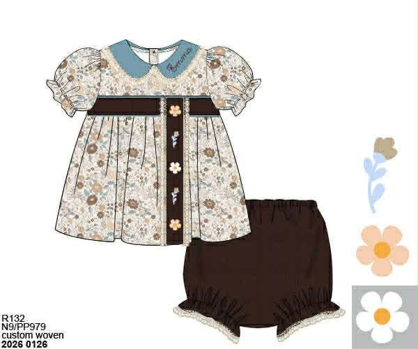 RTS: Posey & Plaid- Girls Corduroy Bloomer Set