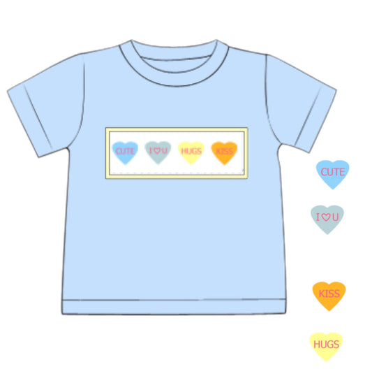 RTS: DEFECT- Conversation Hearts- Boys Knit Shirt