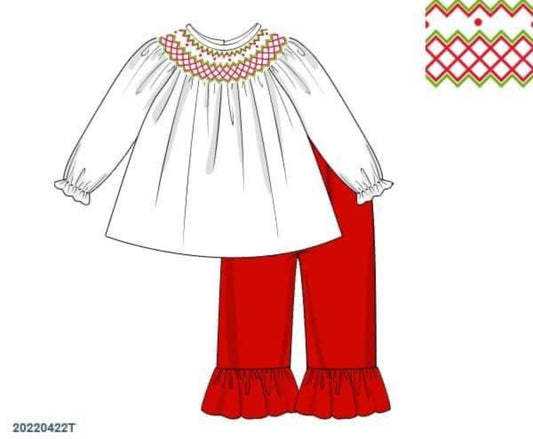 RTS: Red & White- Girls Knit Pant Set
