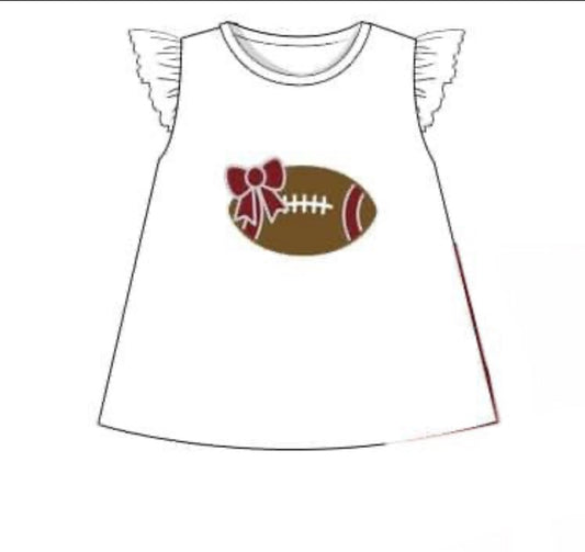 RTS: Bryant Collection- Girls Football Applique White Knit Shirt