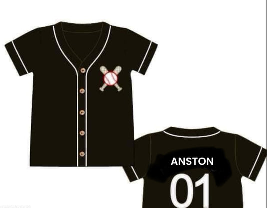 RTS: Baseball Jerseys- Adult/Mini Solid Black "Anston"
