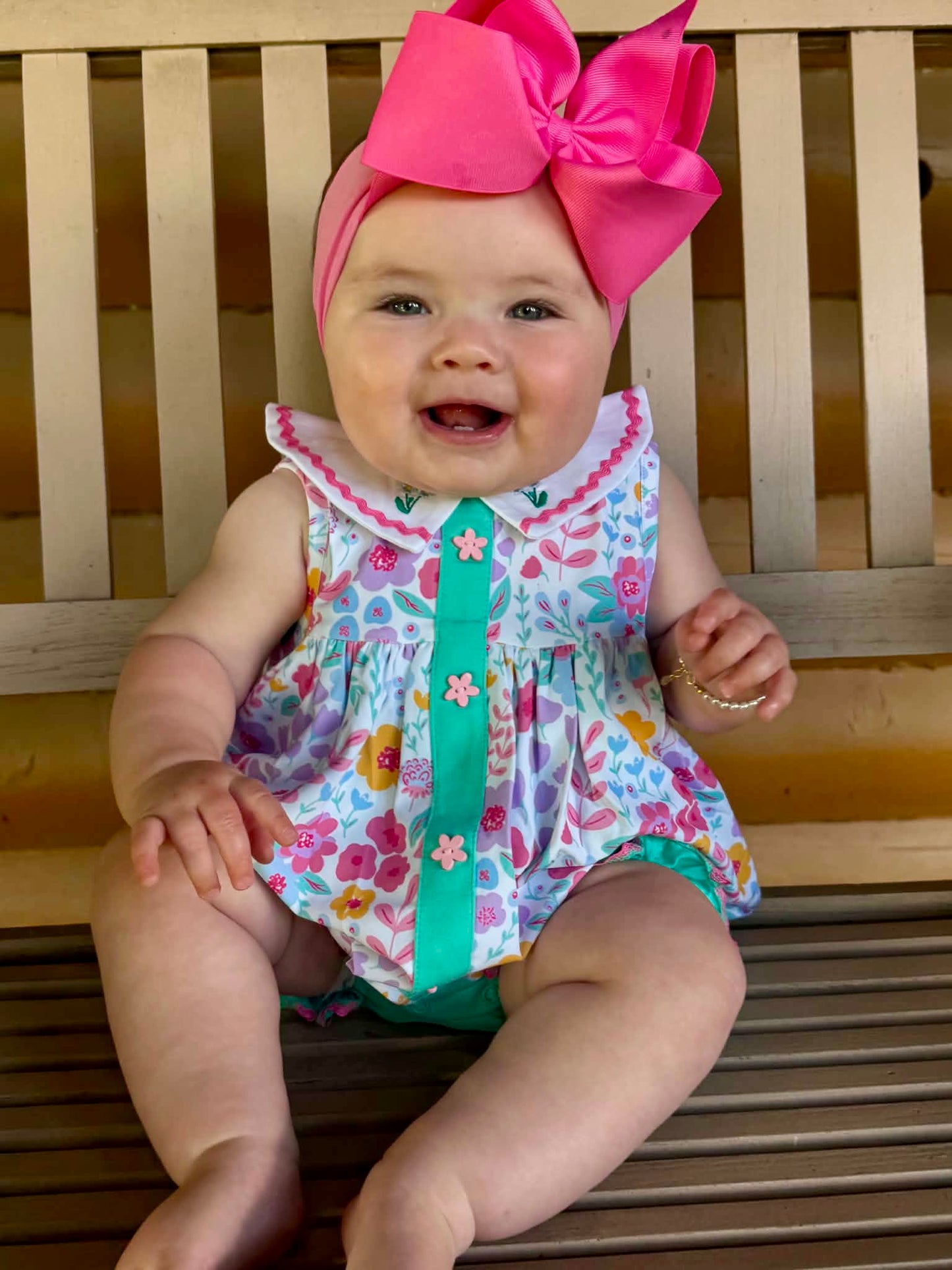 RTS: Anderson Floral & Stripes- Girls Knit Bubble
