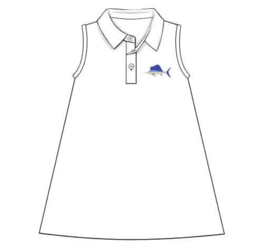 RTS: Sport Fish Collection- Embroidered- Girls Polo Dress