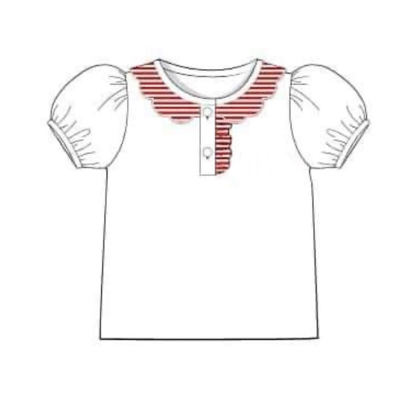 RTS: Girls Basic Shirts- Red Stripe
