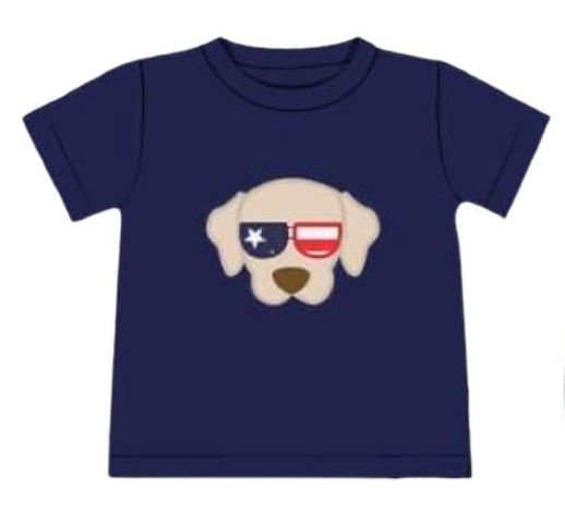 RTS: DEFECT- Patriotic Puppy- Boys Knit Shirt