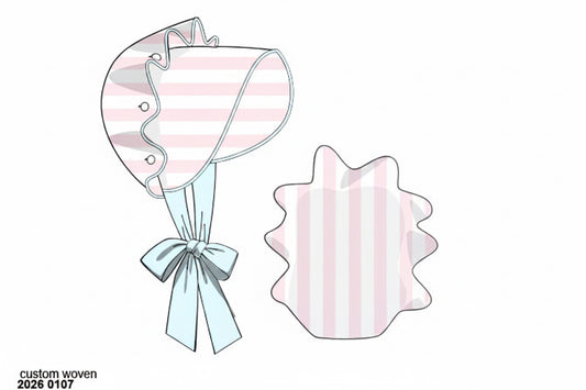 RTS: Pastel Stripe- Girls Woven Bonnet
