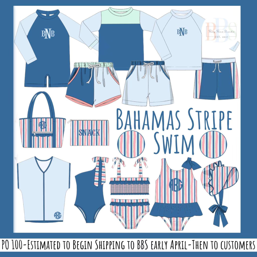 RTS: Bahama Stripes- Boys 2pc Rash Guard Set (No Monogram)