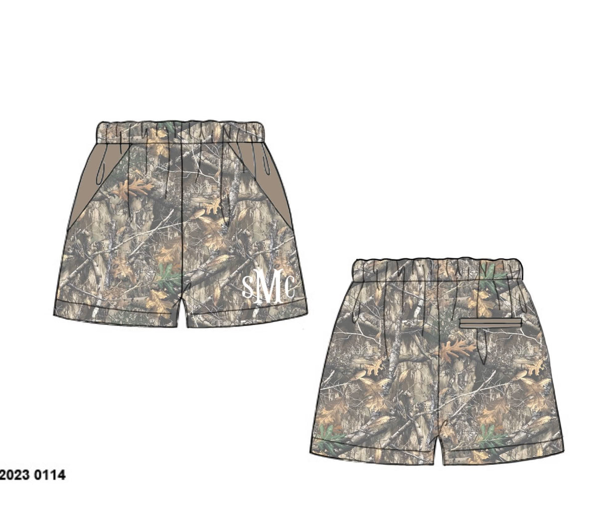 Camo Craze Flash Presale: Swim- Dad/Mini Woven Traditional Woodland Shorts