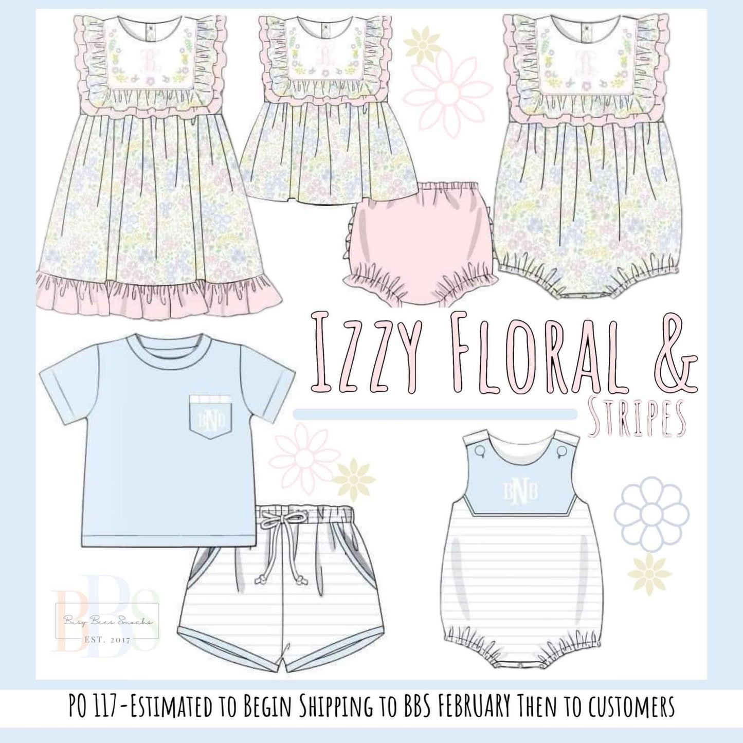 RTS: Izzy Floral & Stripes- Boy Bubble