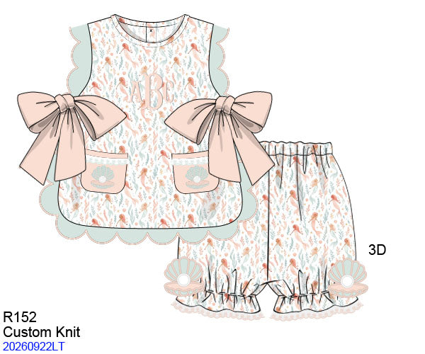 Pre Order 150: Mermaids & Rays- Girls Knit Bubble Short Set