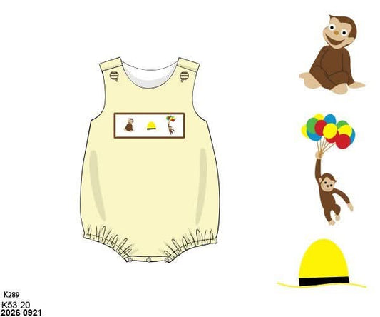 Pre Order 150: Silly Monkey- Boys Smocked Knit Bubble