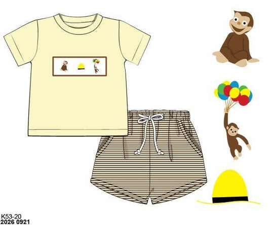 Pre Order 150: Silly Monkey- Boys Smocked Knit Shortie Set