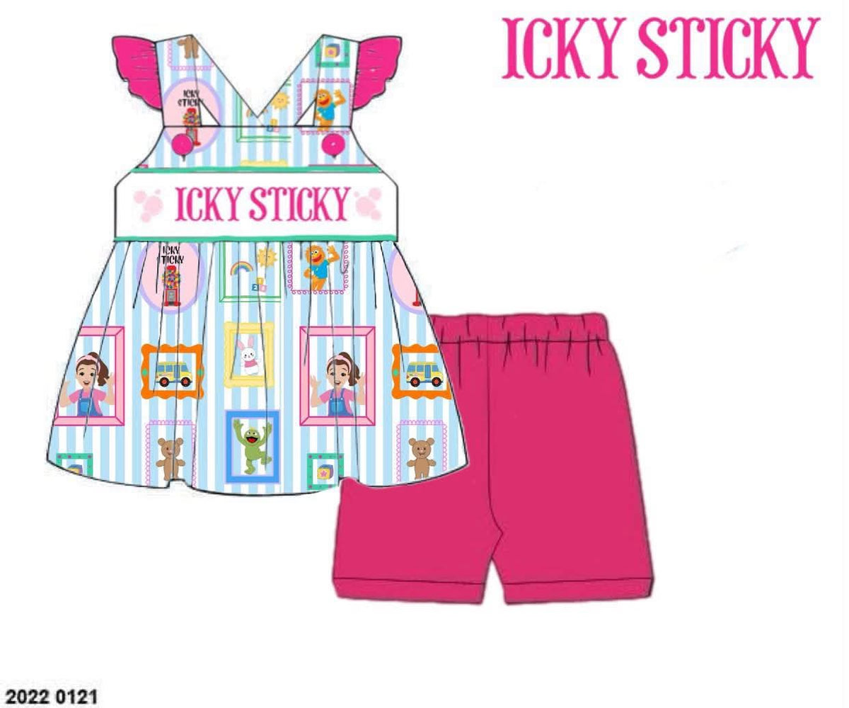 Pre Order 150: Icky Sticky- Girls Name Smock Biker Short Set