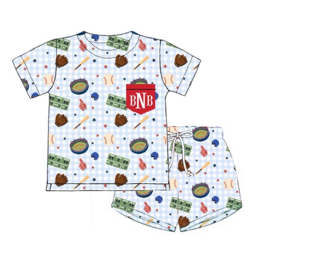 Pre Order 150: Simple Knits- Boys Baseball Shortie Set