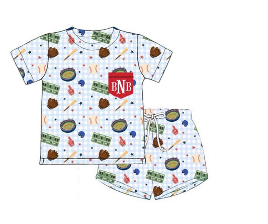 Pre Order 150: Simple Knits- Boys Baseball Shortie Set