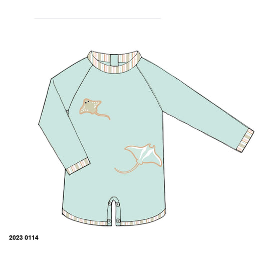Pre Order 150: Mermaids & Rays- Boys 1pc Rashguard Swim