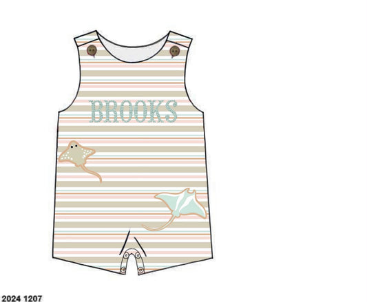 Pre Order 150: Mermaids & Rays- Boys Knit Angled Shortall