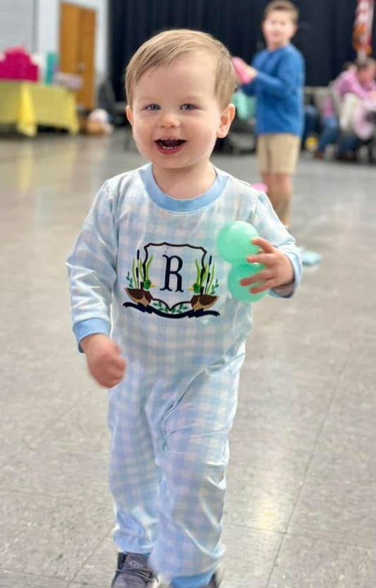 RTS: Monogram Crest- Boys Knit Romper (Without Monogram)