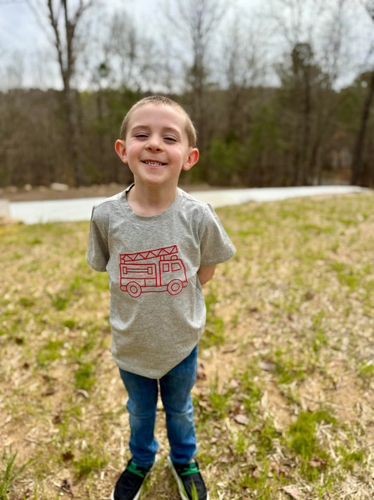 RTS: Boys Only- Firetruck Knit Shirt
