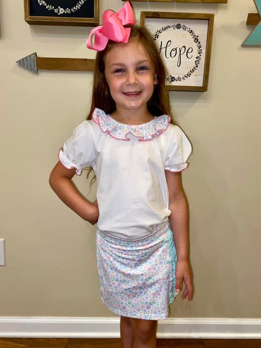 RTS: Blakely Blooms & Collin Stripes- Girls Knit Skort Set