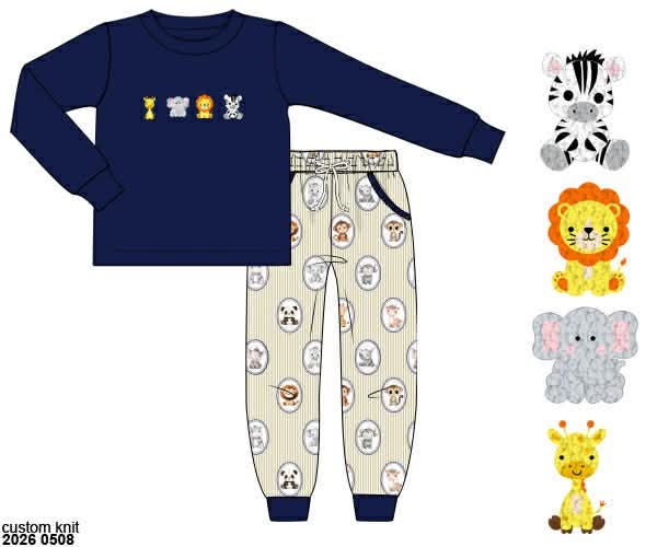 Pre Order 145: Boys Only- French Knot Safari Jogger Set