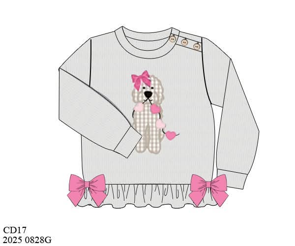 Pre Order 132: Valentine Shirt Only- Girls Doodle Appliqué Pullover
