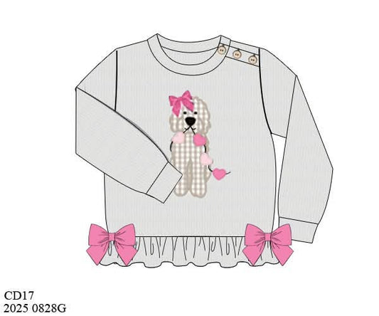 Pre Order 132: Valentine Shirt Only- Girls Doodle Appliqué Pullover