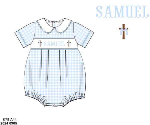 Pre Order 148: Cross Name Smocks- Boys Knit Bubble