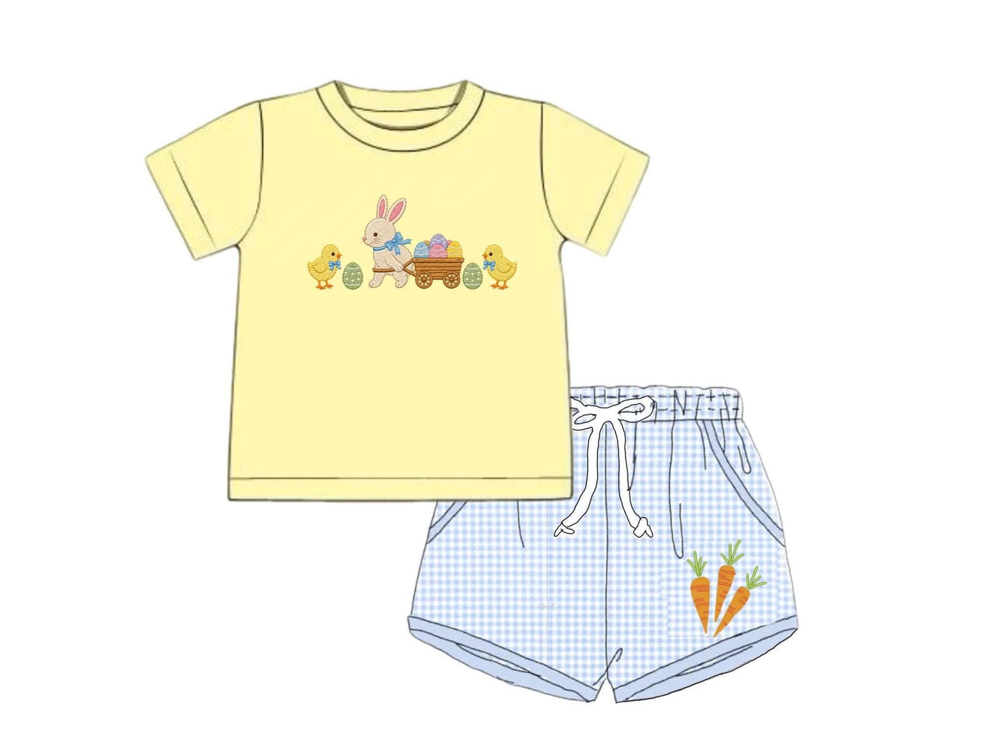 Pre Order 148: Chicks & Bunnies- Boys Woven Shortie Set