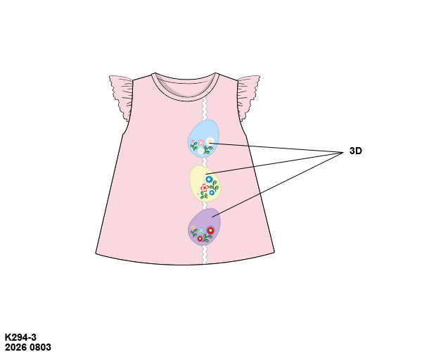 Pre Order 148: Easter Shirt Only- Girls Decorative Egg Appliqué Knit Shirt