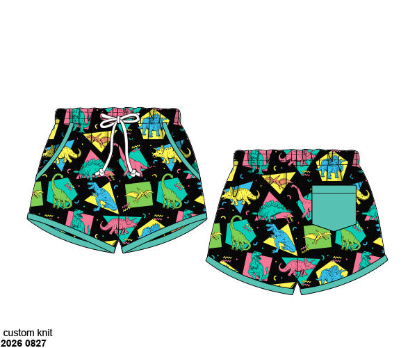 Pre Order 148: Retro Dinosaurs- Boys Woven Swim Shorties