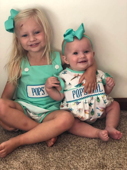 Pre Order 139: Watercolor Lures- Girls Knit Name Smock Bubble