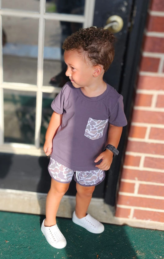 Pre Order 139: Causey Camo- Boys Knit Shortie Set