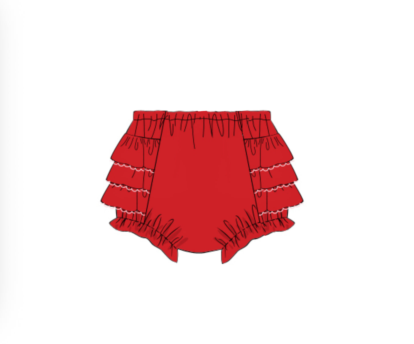 Pre Order 132: Girls Knit Bottoms- Red Ruffle Bloomers