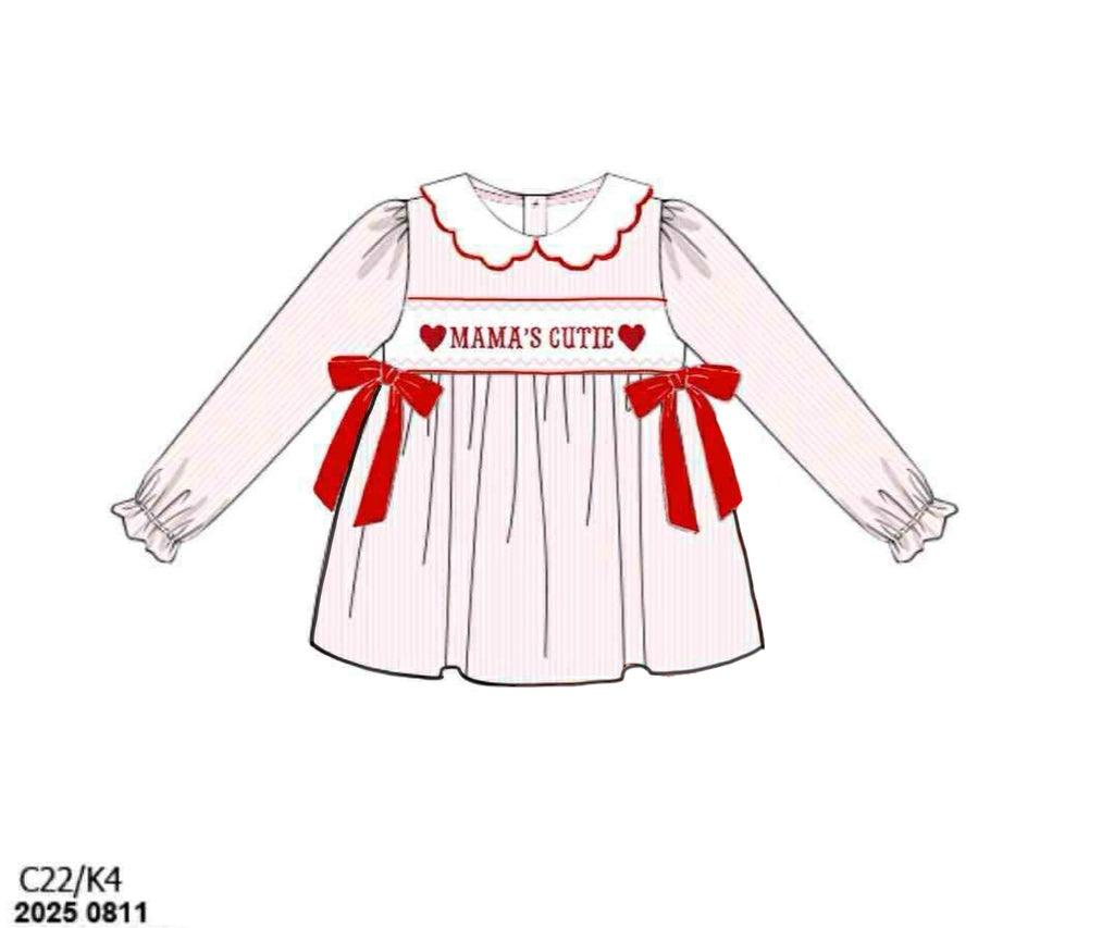 Pre Order 132: Valentine Name Smocks- Girls Pink Stripe Woven Shirt