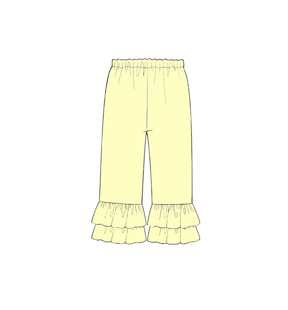 Pre Order 133: Mix & Match Bottoms- Pale Yellow Ruffle Pants