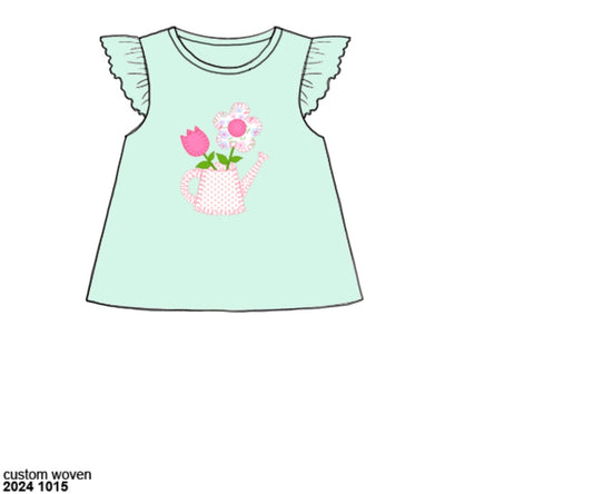 Pre Order 133: Blakely Floral & Collin Stripes- Girls Knit Shirt