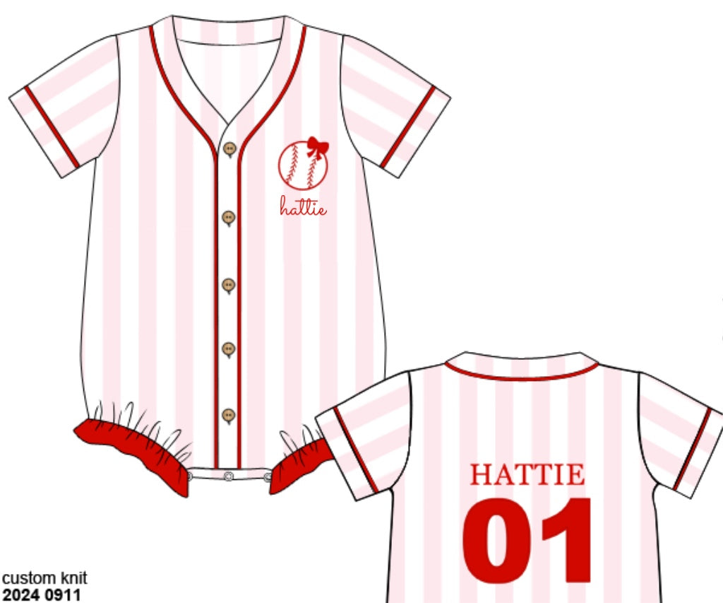 Pre Order 133: Play Ball- Girls Knit Bubble Jersey