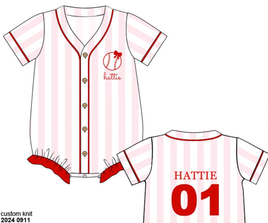 Pre Order 133: Play Ball- Girls Knit Bubble Jersey