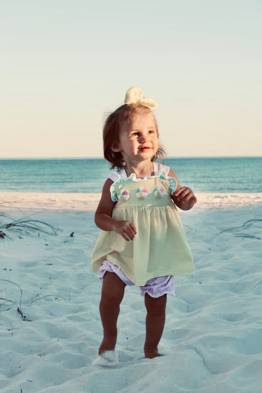 RTS: Beach Ballin'- Girls Knit French Knot Bubble Short Set