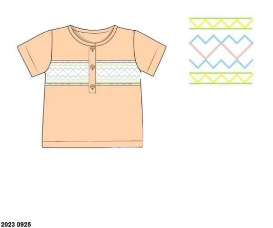 Pre Order 133: Spring Plaid- Boys Knit Geo Smocked Shirt