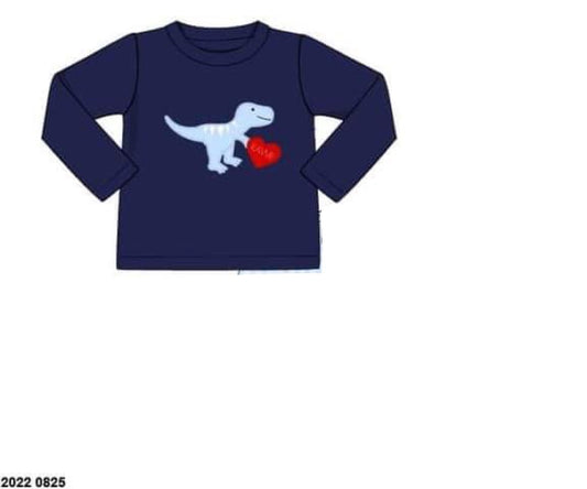 RTS: Valentines Shirt Only- Boys Dino & Heart