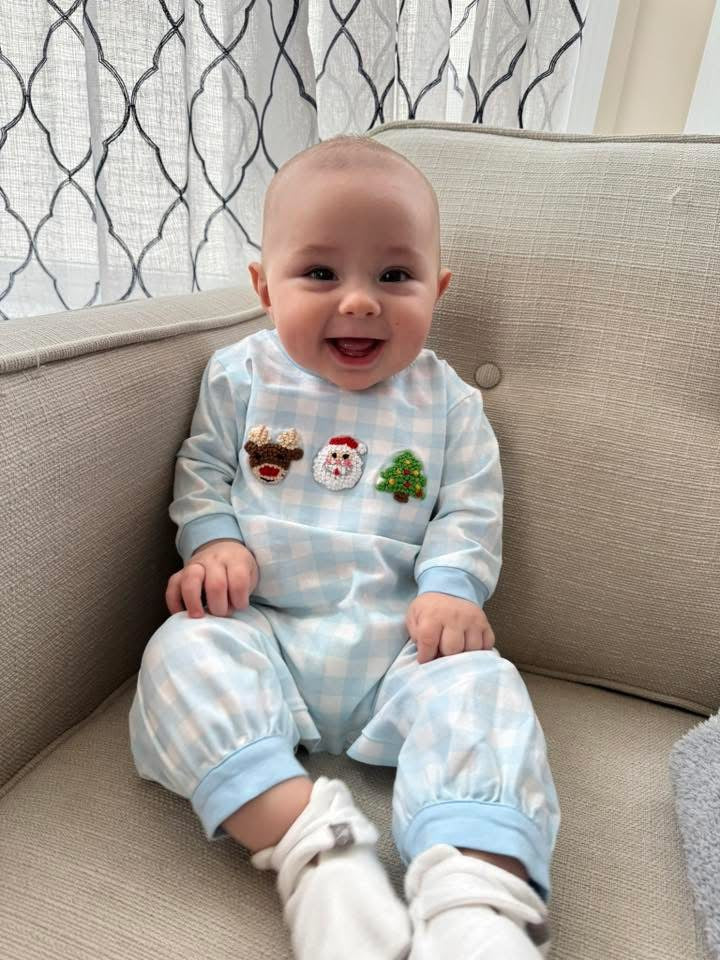 RTS: Festive French Knot- Boys Knit Romper (No Monogram)